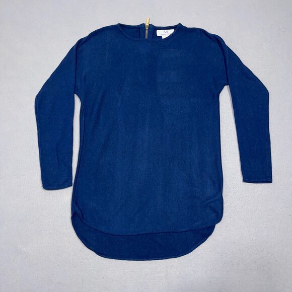 Magaschoni Sweater Women Medium Blue Tunic Cashmere Blend Scoop Pullover Cozy - Picture 1 of 9